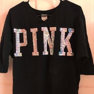Black PINK sparkle tee